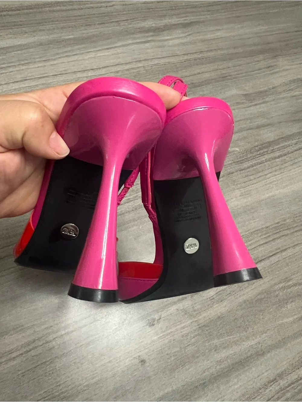 Zara Hot Pink and Red Pointed Slingback Heels